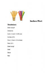 English Worksheet: Inches