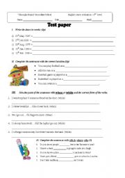 English Worksheet: Past simple and Continuous