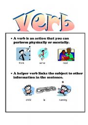 English Worksheet: what is a verb poster