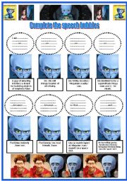 English Worksheet: Megamind and 7 activities (3 pages) -Key included.(4 Elementary and intermediate students)