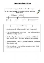 English worksheet: Time word problems