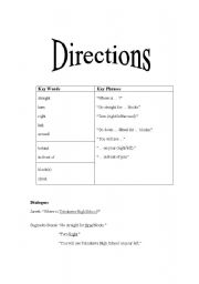 English Worksheet: Directions