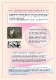 Top Ten Unknown facts about The Victorian Era Part One, Reading Comprehension