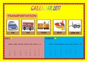 English Worksheet: Calendar 2011 Transportation