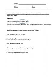 English worksheet: Simple past tense worksheet