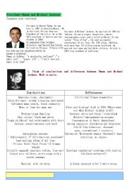 English Worksheet: Obama/ Michael Jackson compare and contrast I (key)