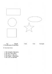 English worksheet: shapes for kids