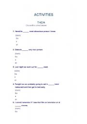 English Worksheet: ACTIVITIES