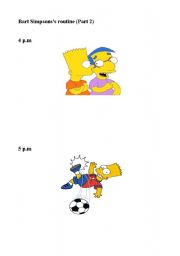 English worksheet: Bart Simpsons routine (Part 2)