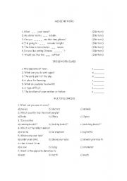 English worksheet: Easy quiz