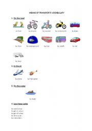 English worksheet: Means of transports