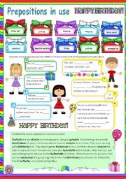 Prepositions in use (2) Birthday Party (Fully editable)