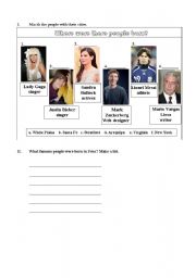English Worksheet: speaking and matching about famous people