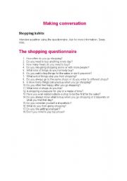 English Worksheet: The shopping questionnaire