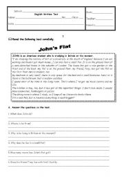 English Worksheet: Johns flat