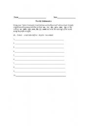 English Worksheet: Wordly Mathematics