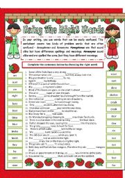 Using the right words - Homophones and Homonyms revision