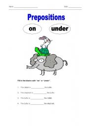 English Worksheet: Prepositions (ON, UNDER)