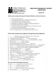 English Worksheet: conditionals,simple present, simple past, future condional, modals verbs, inversions 
