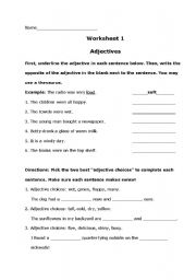 English Worksheet: Adjectives