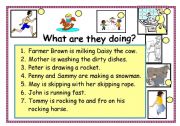 English Worksheet: What are they doing now?