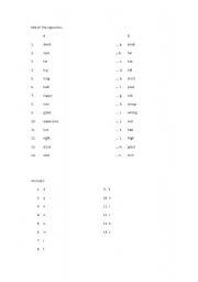 English worksheet: Match the opposites