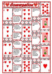 Playing cards + conversation (game)  4 pages with questions + directions ((5 pages)) ***editable 