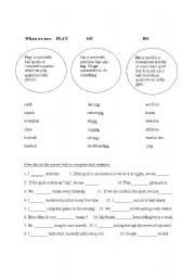 English Worksheet: Sports and activities - play, go, do