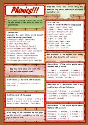 Phonics!!!  7 different tasks [z / s sound; final ed in the past; vowel sound; th sound] with phonetic transcriptions for auto-correction or oral correction. ((2 pages)) ***editable