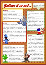 Believe it or not - conversation cards (mermaids, witches, Santa Claus, ghosts, good / bad luck) ***editable