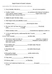 English Worksheet: Present simple or present continuous