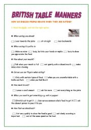 English Worksheet: British table manners
