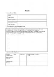 English worksheet: resume