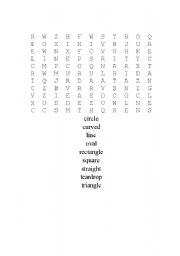 English Worksheet: Shapes Wordsearch