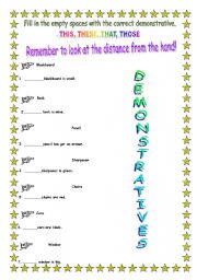 English worksheet: DEMONSTRATIVES