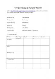 English Worksheet: festivals