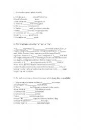 English worksheet: Exercises -The articles