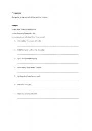 English worksheet: frequency work sheet