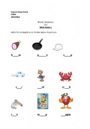 English Worksheet: short a