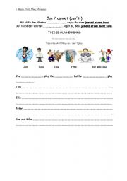 English worksheet: Can/Cannot
