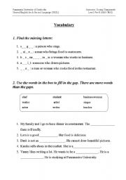 English worksheet: Vocabulary about jobs
