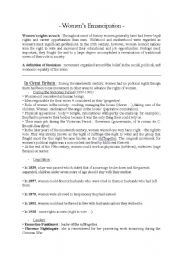 English Worksheet: Womens emancipation