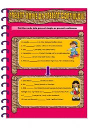 English Worksheet: present simple or present continuous