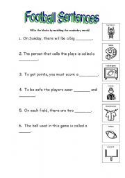 English worksheet: Football Sentences