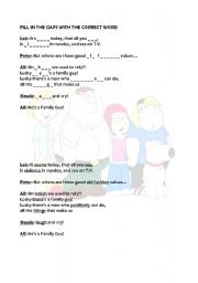 English worksheet: Family guys Theme - Fill in the gaps