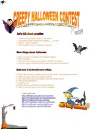 English Worksheet: Creepy halloween contest
