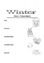 English worksheet: Winter Word Match
