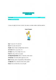 English worksheet: Using adjectives with the simpsons