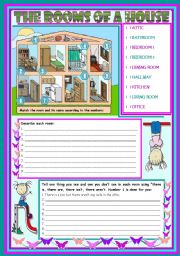 The rooms of a house  vocabulary (rooms, furniture and appliances) and grammar (there is, there are) [3 tasks] ***editable