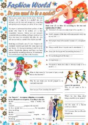 Fashion World  Do you want to be a model? - reading comprehension, have to [text + 4 tasks] ***editable